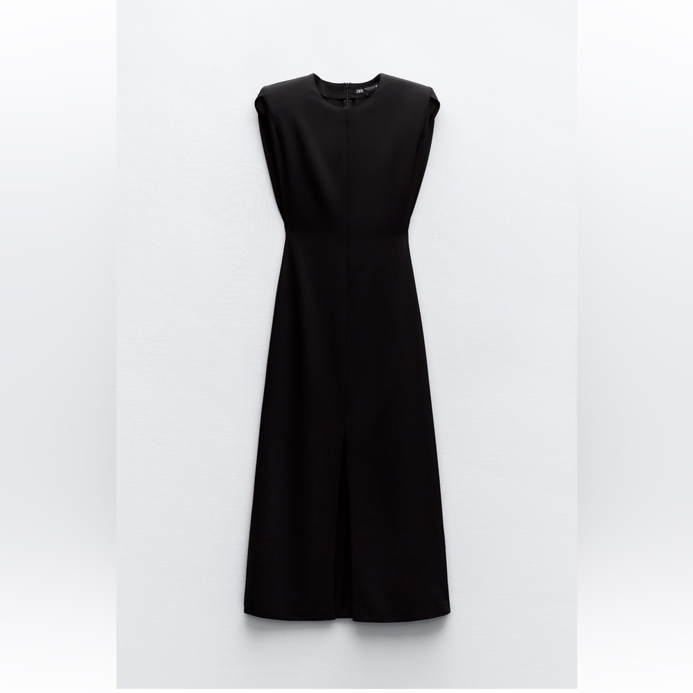 Zara Shoulder Pad Crepe Dress